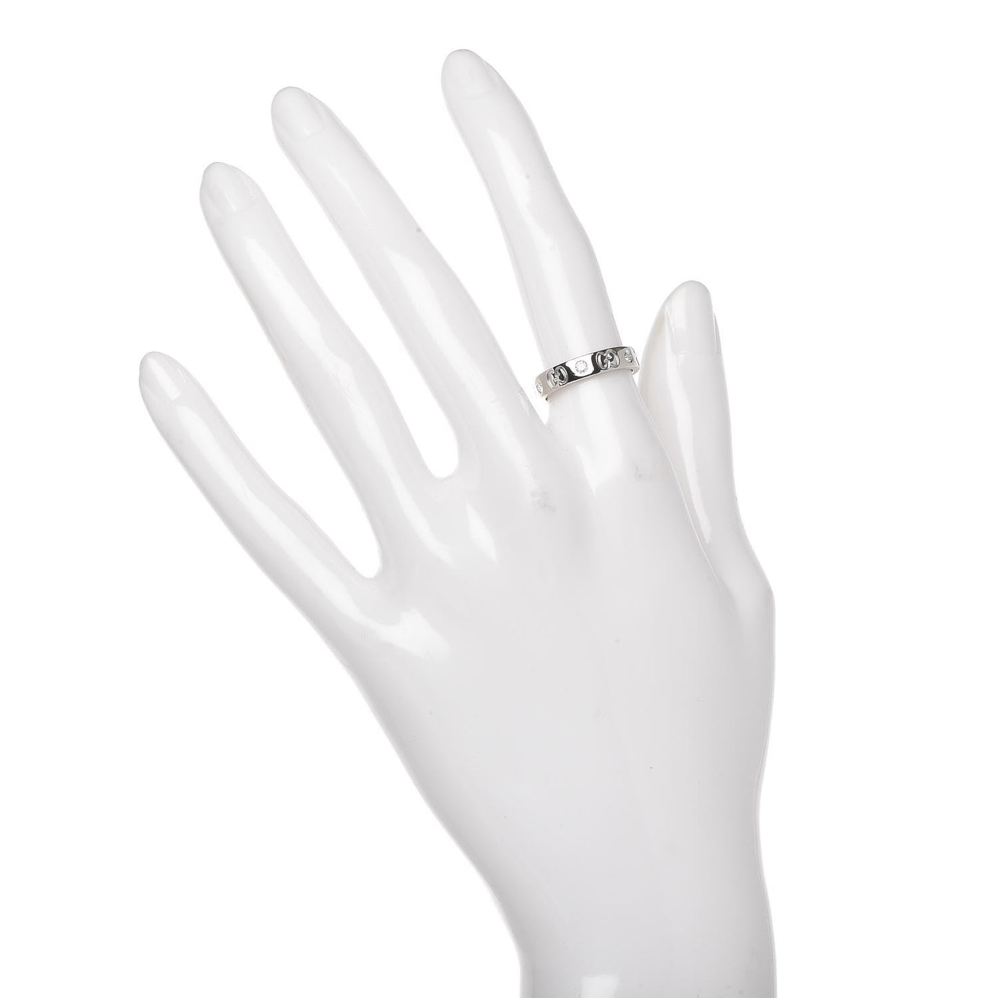 18K White Gold Diamond Icon Band Ring 50 5.25