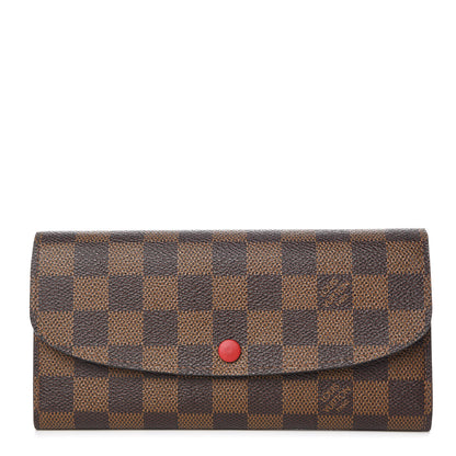 Louis Vuitton Damier Ebene Emilie Wallet Red 1 of 9