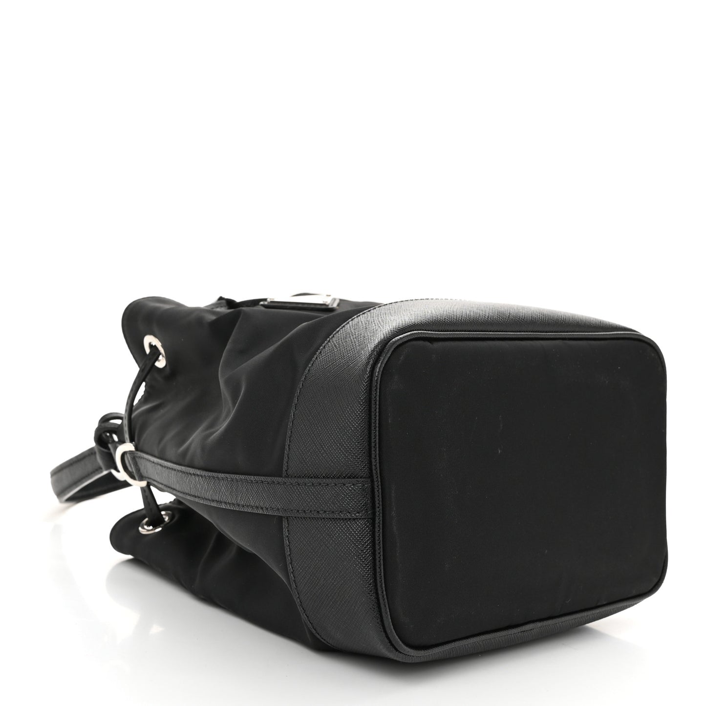 Tessuto Nylon Saffiano Secchiello Bucket Bag Black