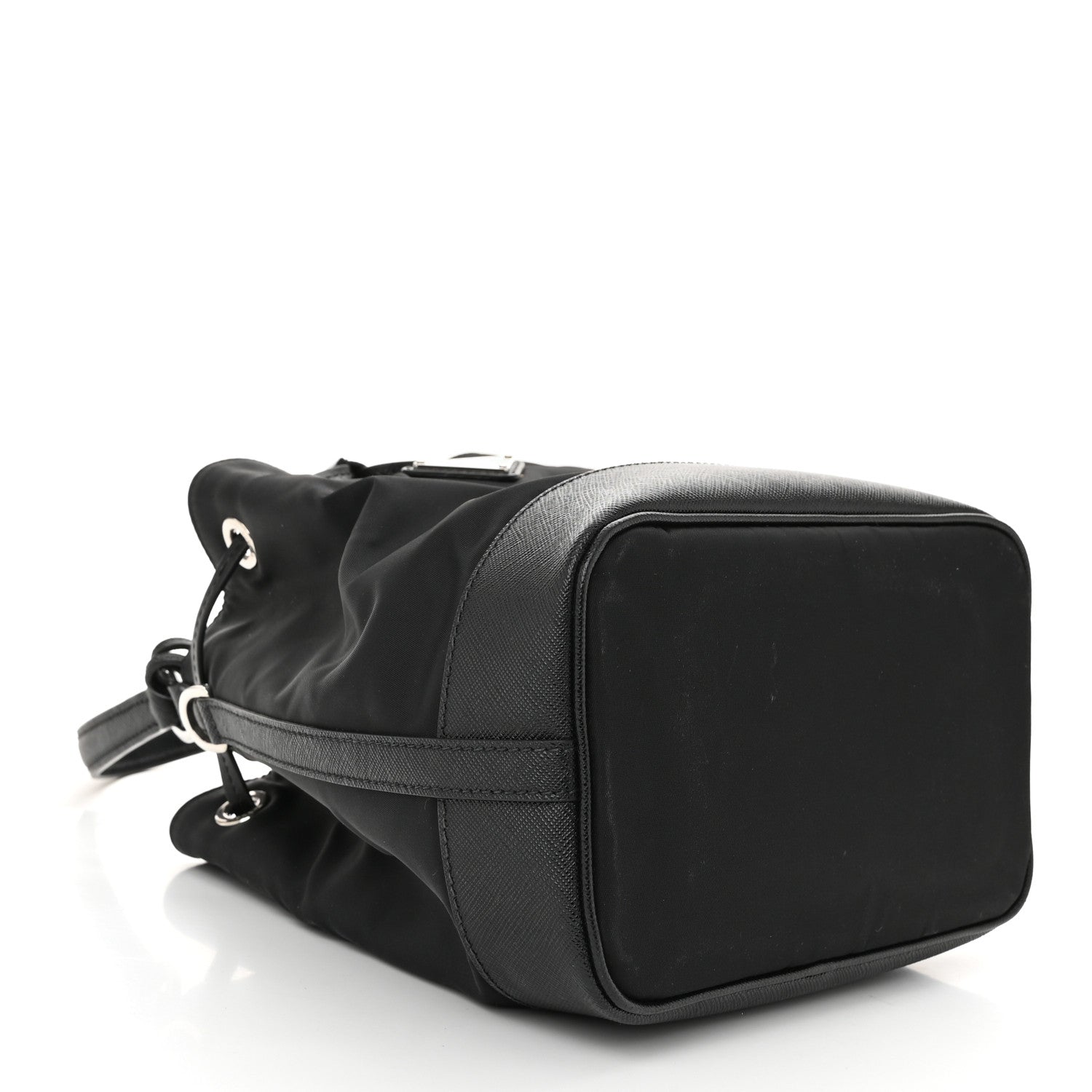 Prada Tessuto Nylon Saffiano Secchiello Bucket Bag Black 4 of 10