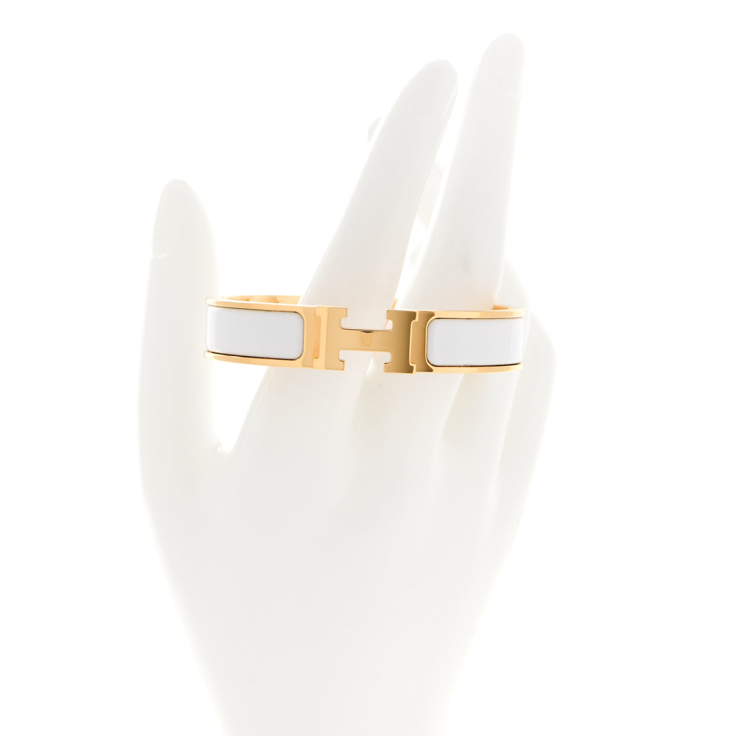 Enamel Narrow Clic Clac H Bracelet PM White