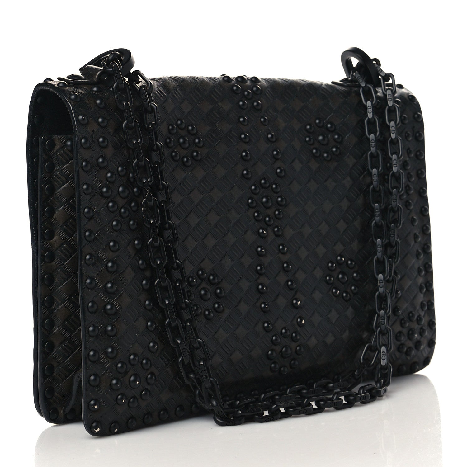 Christian Dior Calfskin Embossed Cannage Studded J'Adior Chain Flap Bag Black 3 of 6