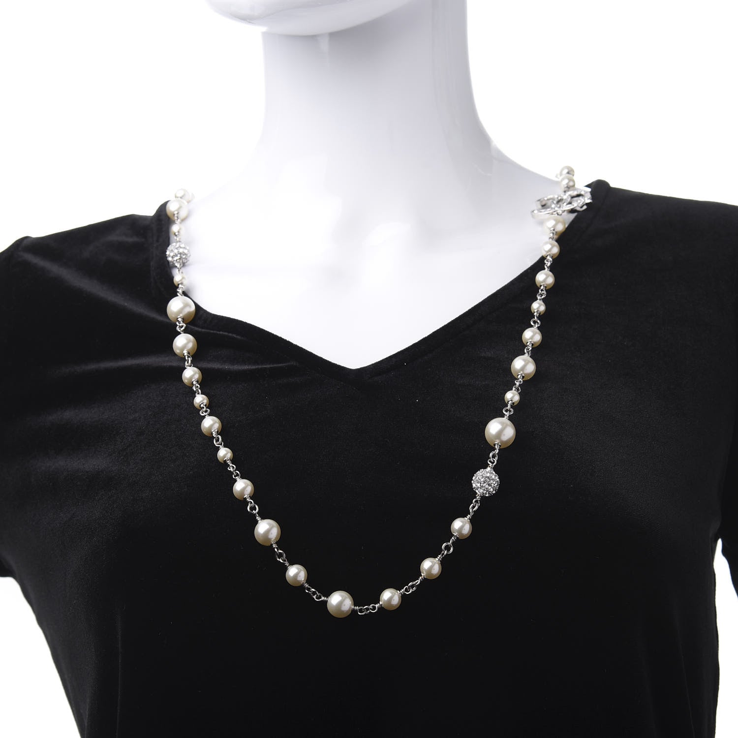 Chanel Pearl CC Star Long Necklace Silver 2 of 5