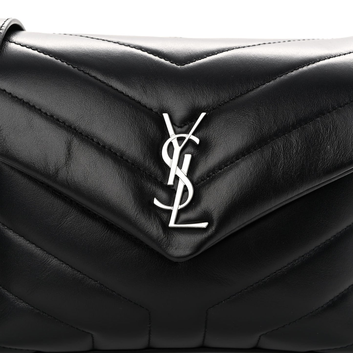 Calfskin Y Quilted Monogram Toy Loulou Crossbody Bag Black