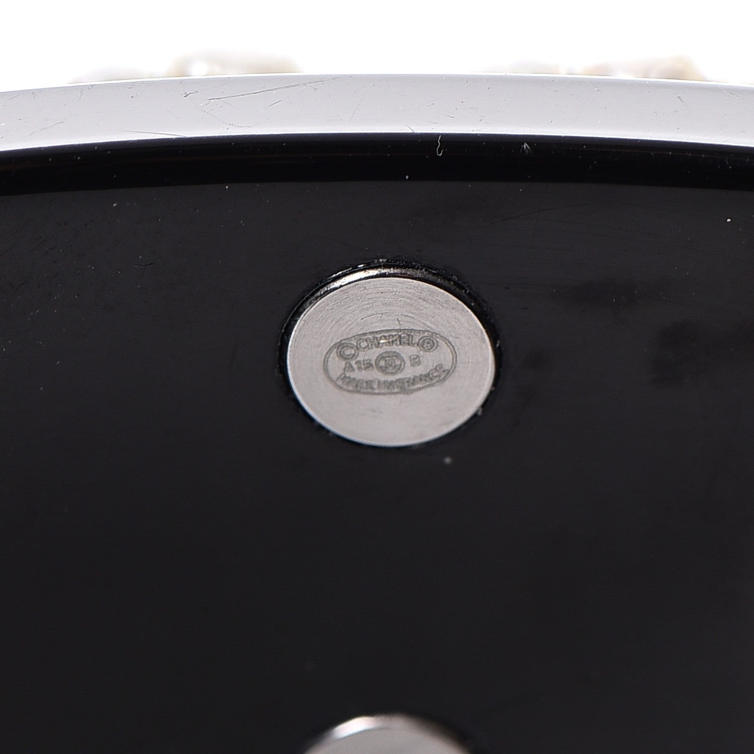 Chanel Resin Pearl CC Cuff Black 5 of 6