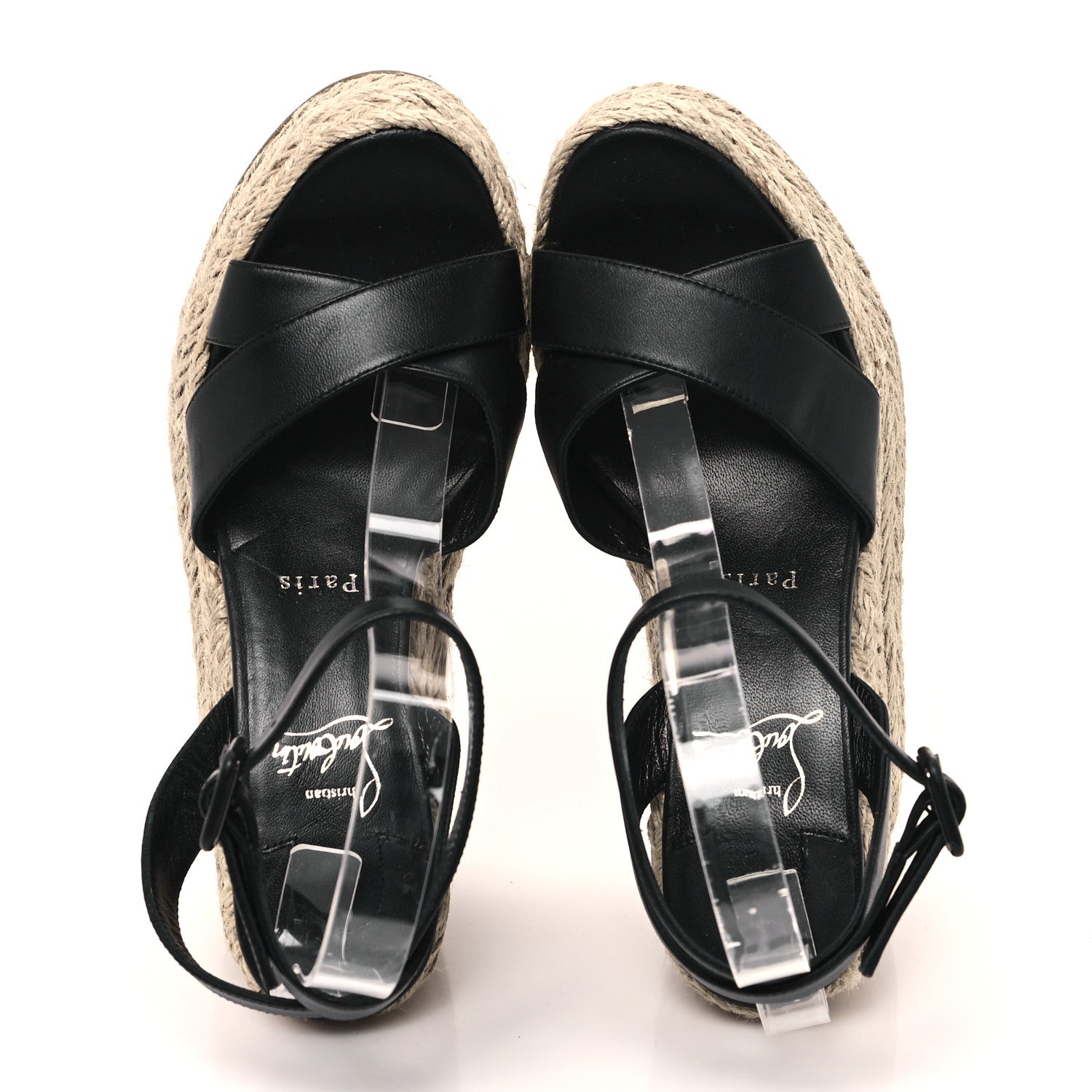Christian Louboutin Goatskin Mariza Zeppa 130 Espadrille Sandals 37 Black 2 of 10