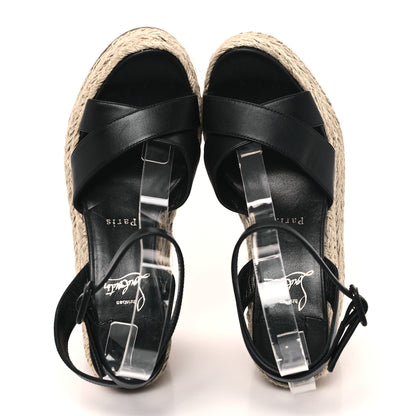 Christian Louboutin Goatskin Mariza Zeppa 130 Espadrille Sandals 37 Black 2 of 10