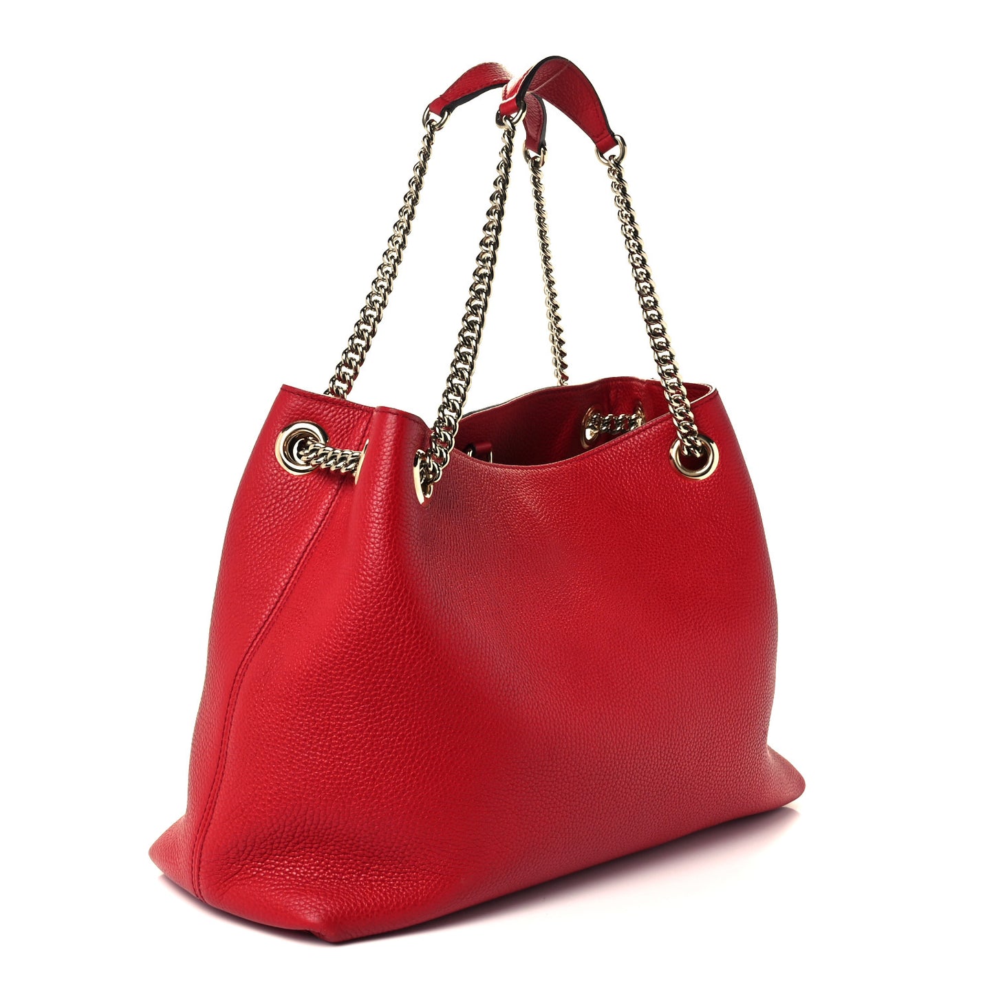 Pebbled Calfskin Medium Soho Chain Shoulder Bag Tabasco Red