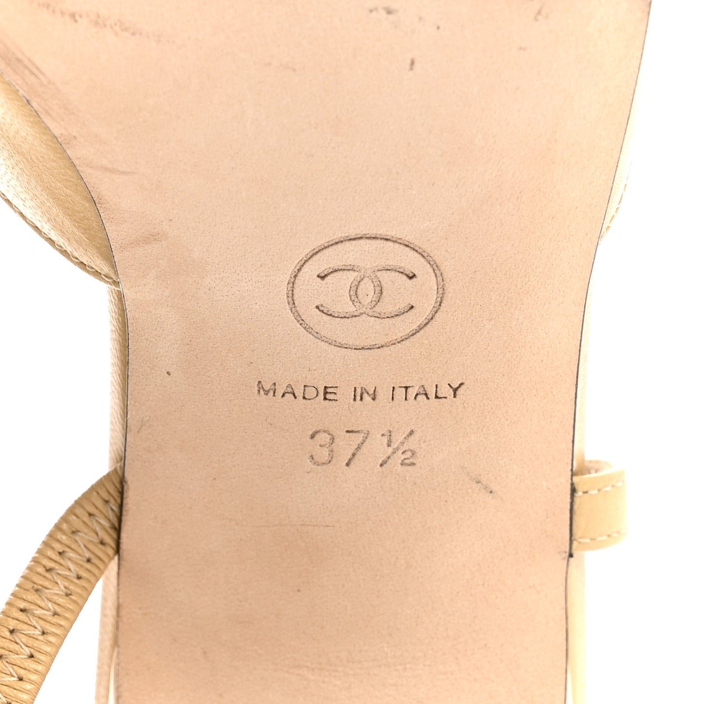 Goatskin Grosgrain Cap Toe CC Slingback Pumps 37.5 Beige Black