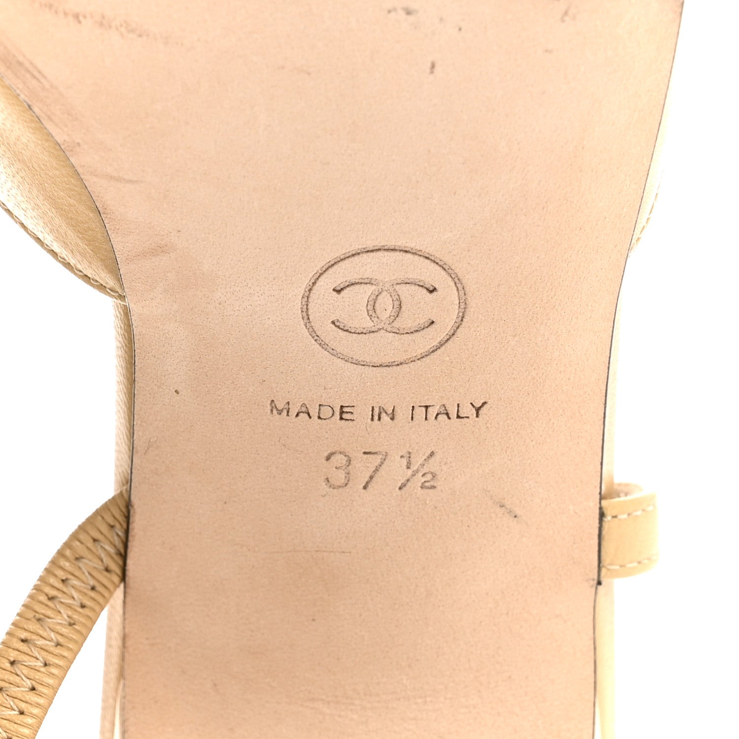 Chanel Goatskin Grosgrain Cap Toe CC Slingback Pumps 37.5 Beige Black 8 of 10