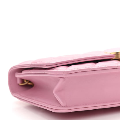 Chanel Lambskin Resin Quilted Wallet On Chain WOC Dark Pink 12 of 14