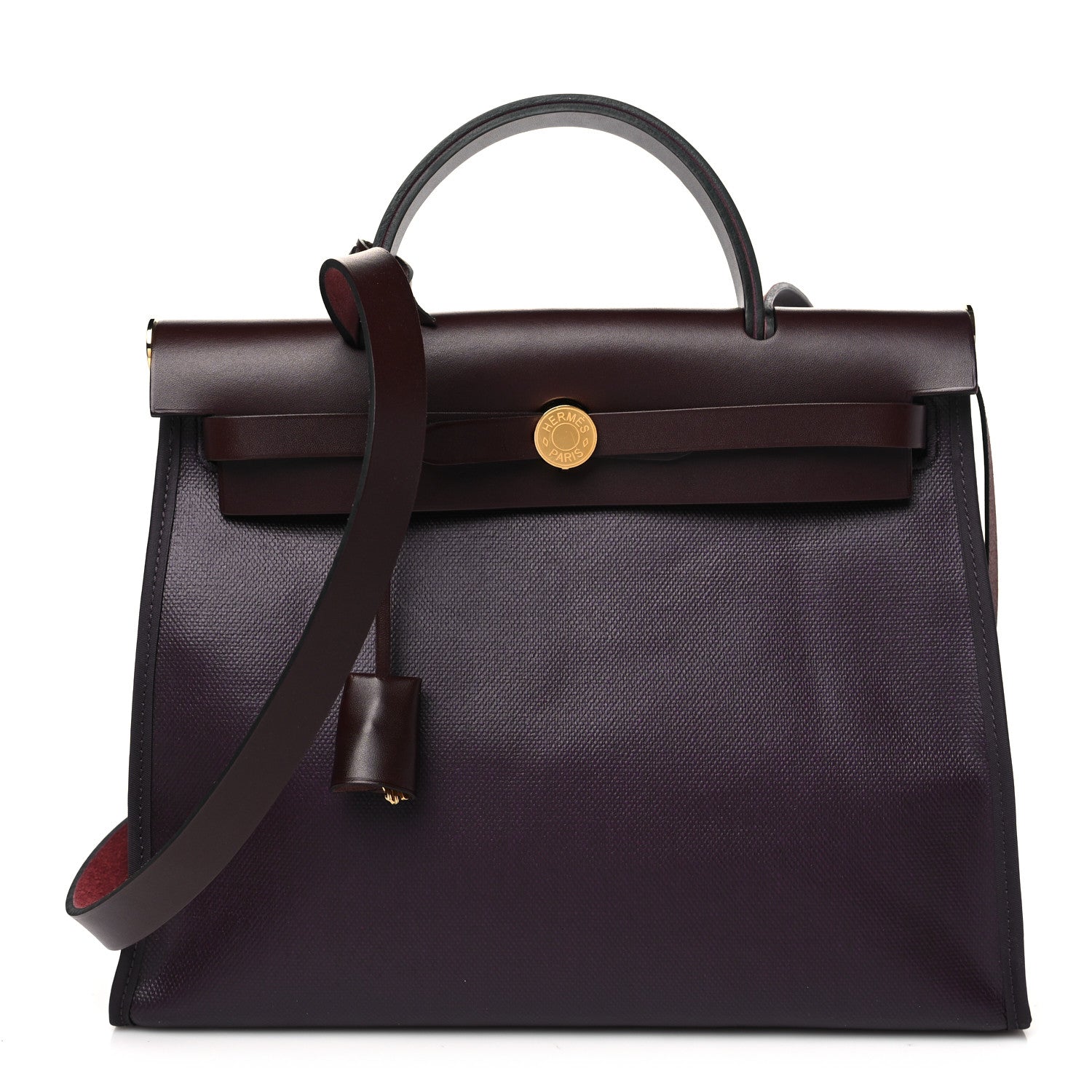 Hermes Toile H Berline Vache Hunter Herbag Zip PM 31 Cassis Ecru Black Rouge Sellier 1 of 11