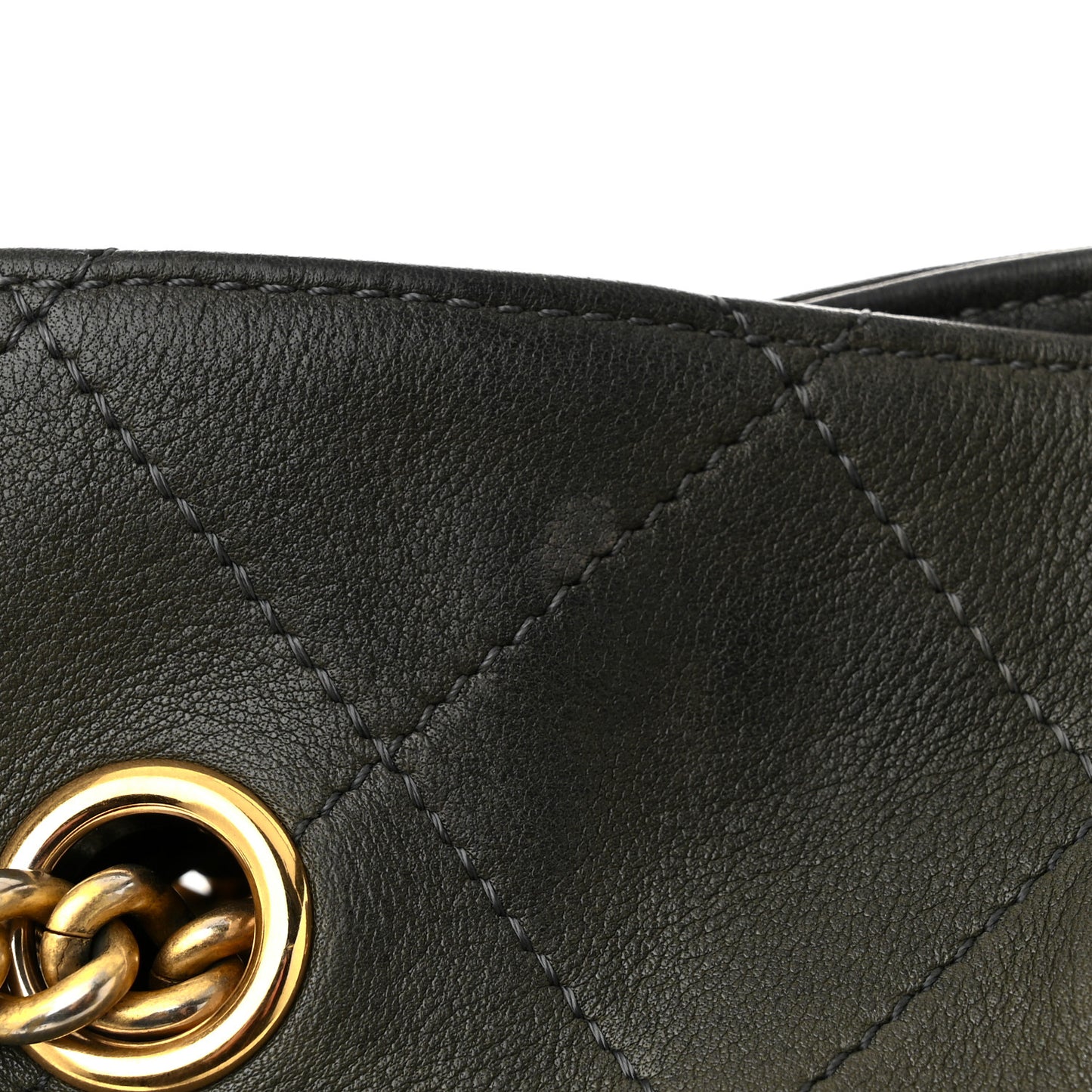 Calfskin Quilted Small On My Shoulder Drawstring Bag Dark Green