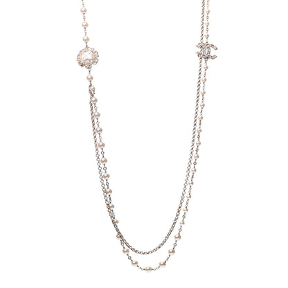 Chanel Pearl Crystal Camellia Express Multistrand Necklace Gold 2 of 12