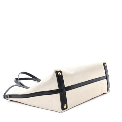 Burberry Cotton Soft Canvas Calfskin Medium Belt Tote Natural Black 5 of 12