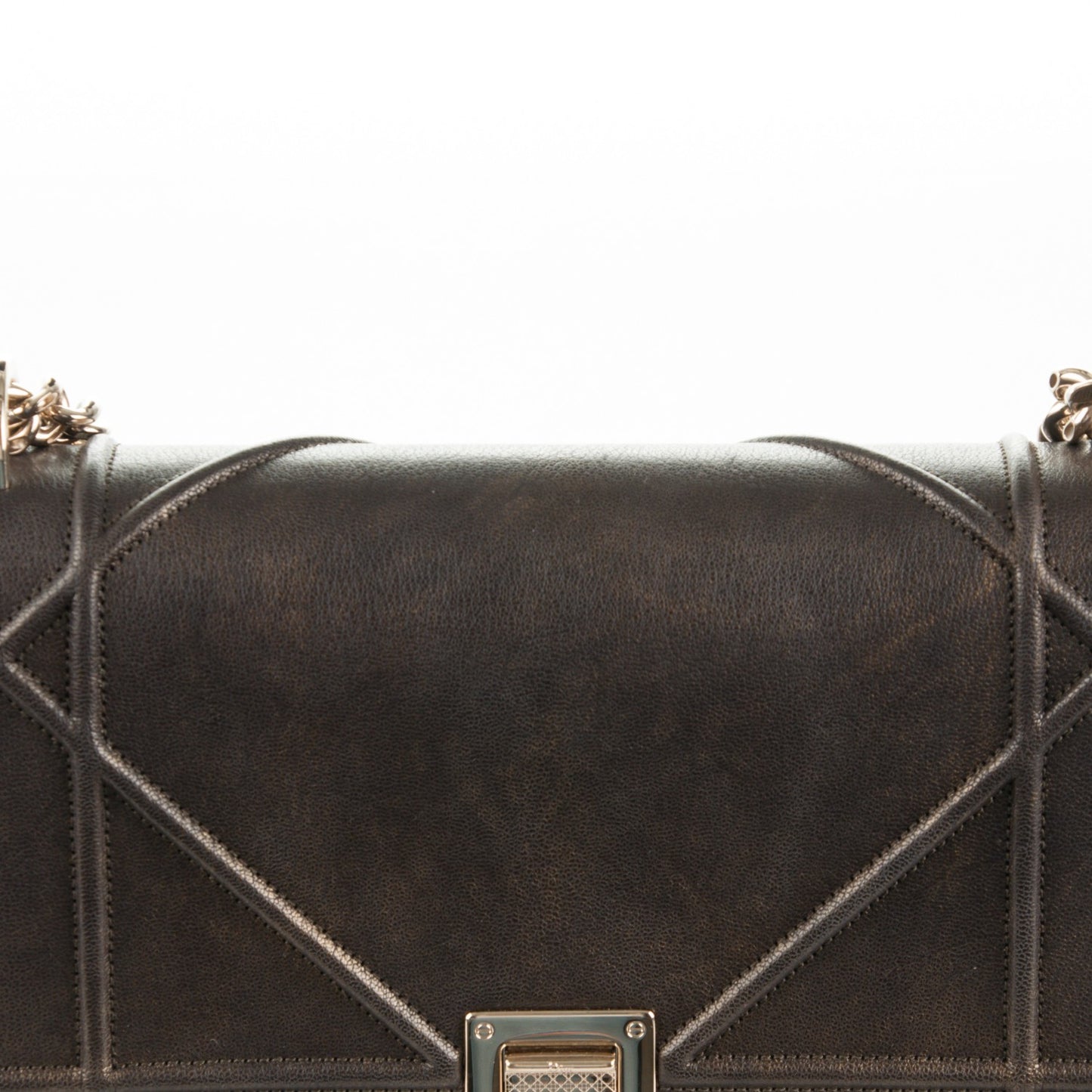Metallic Goatskin Medium Diorama Flap Bag Brown
