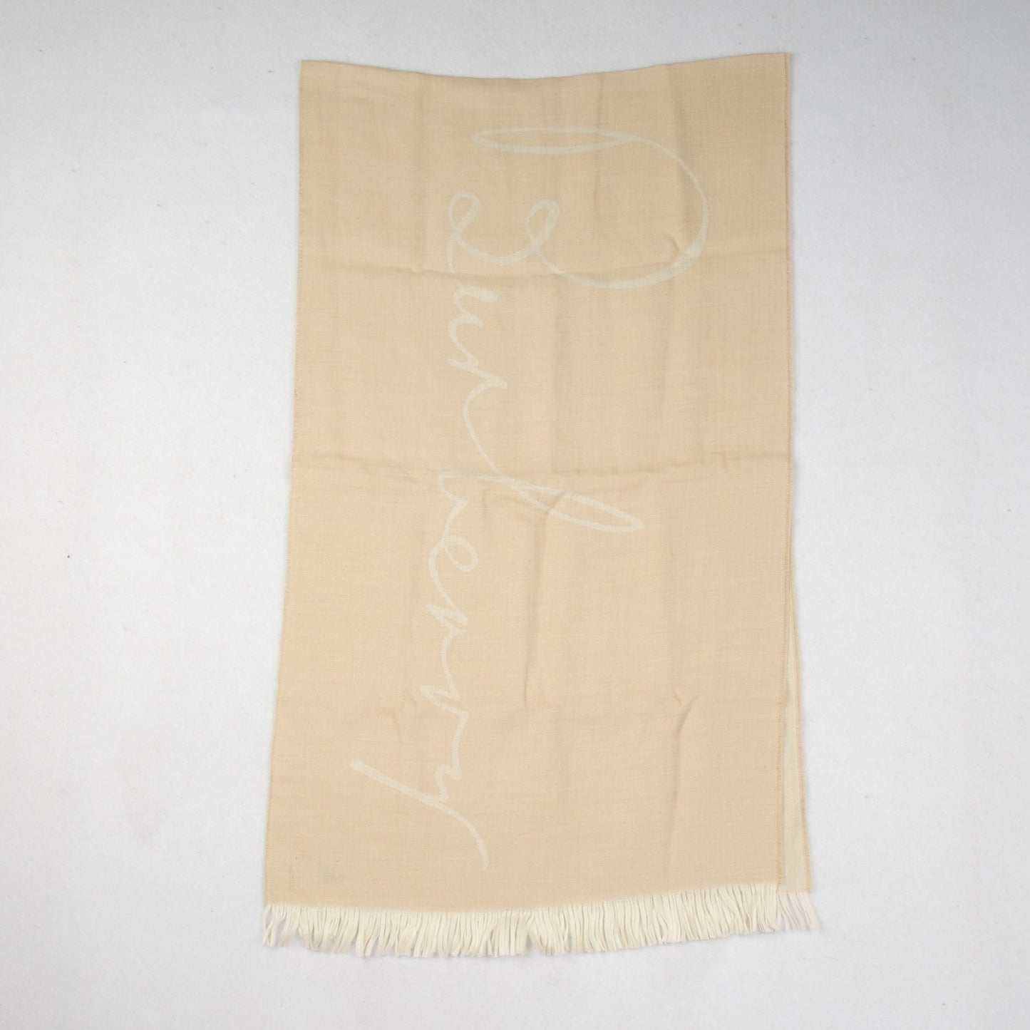 Cashmere Linen Logo Scarf Beige