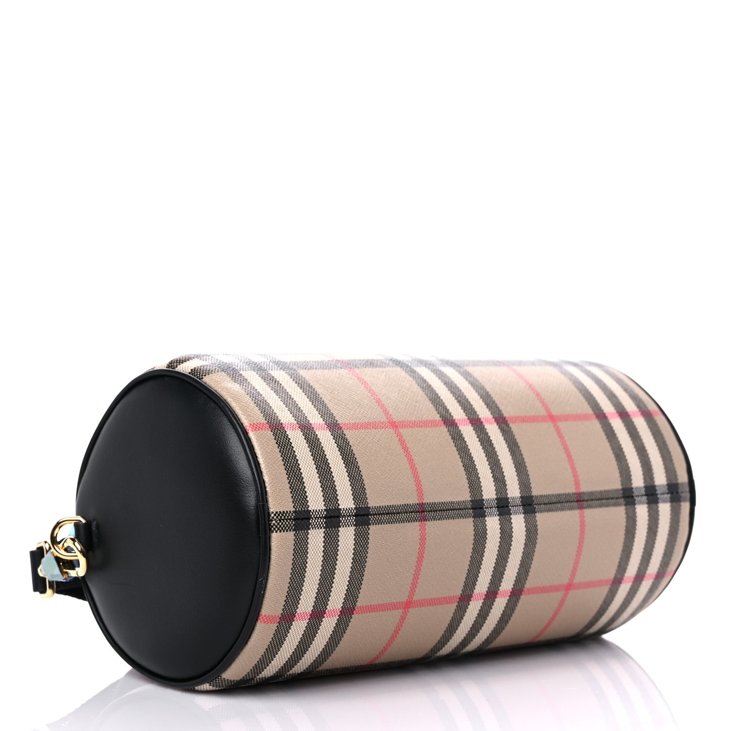 Vintage Check Calfskin Barrel Bag Beige Black