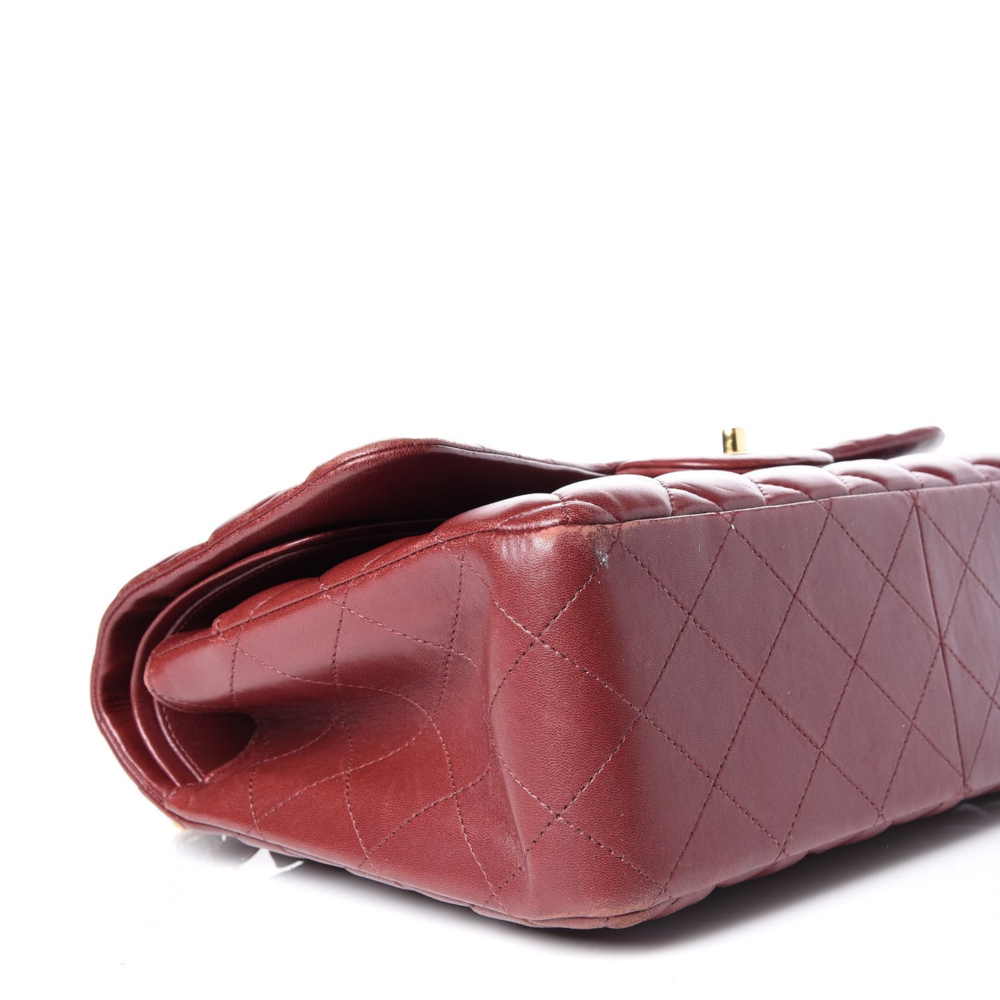 Lambskin Quilted Jumbo Double Flap Burgundy