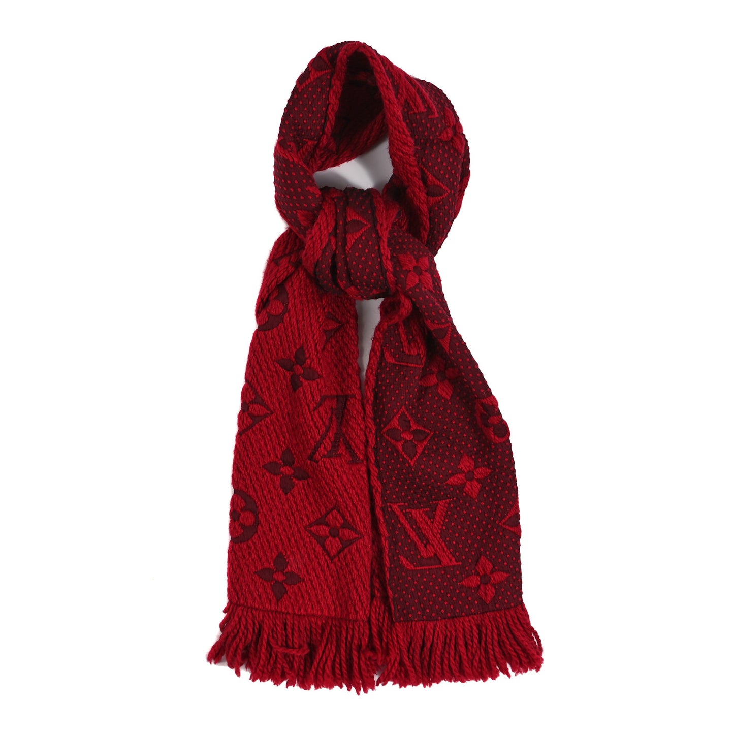 Wool Silk Logomania Scarf Rubis