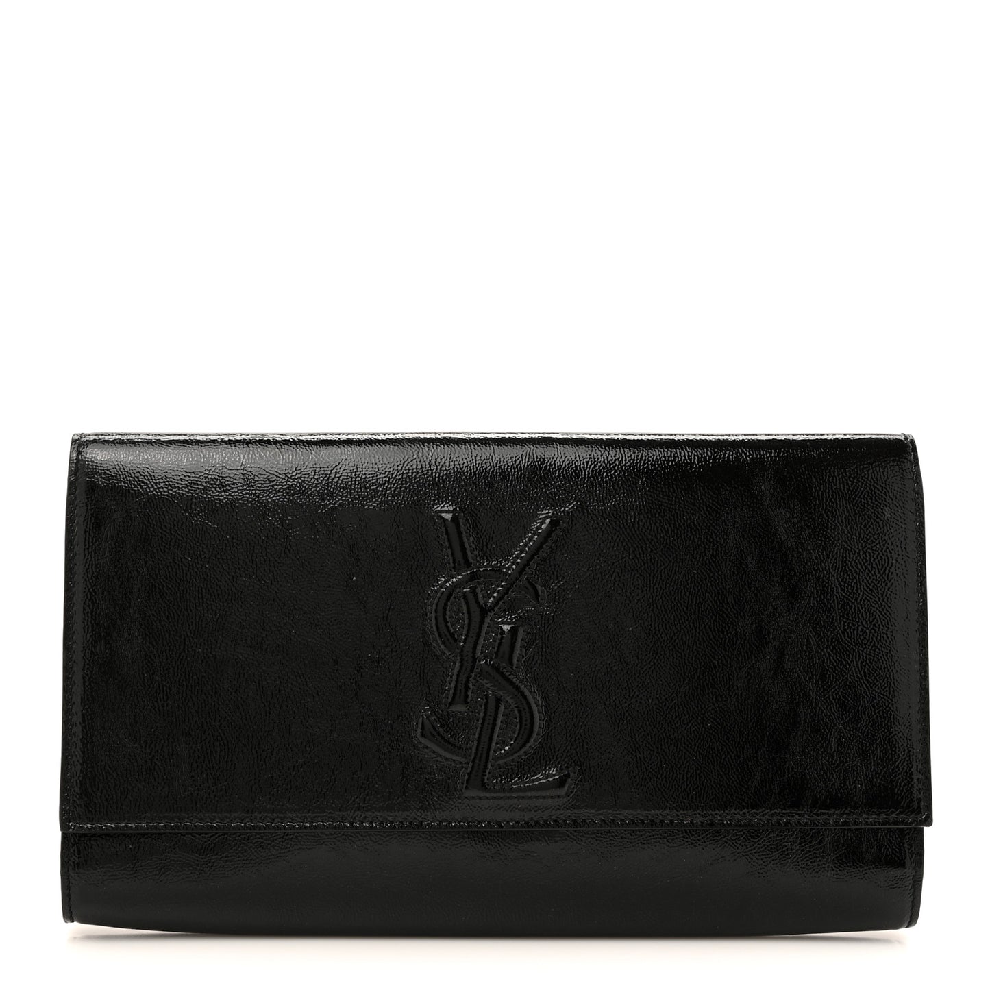 Textured Patent Monogram Large Belle De Jour Clutch Black