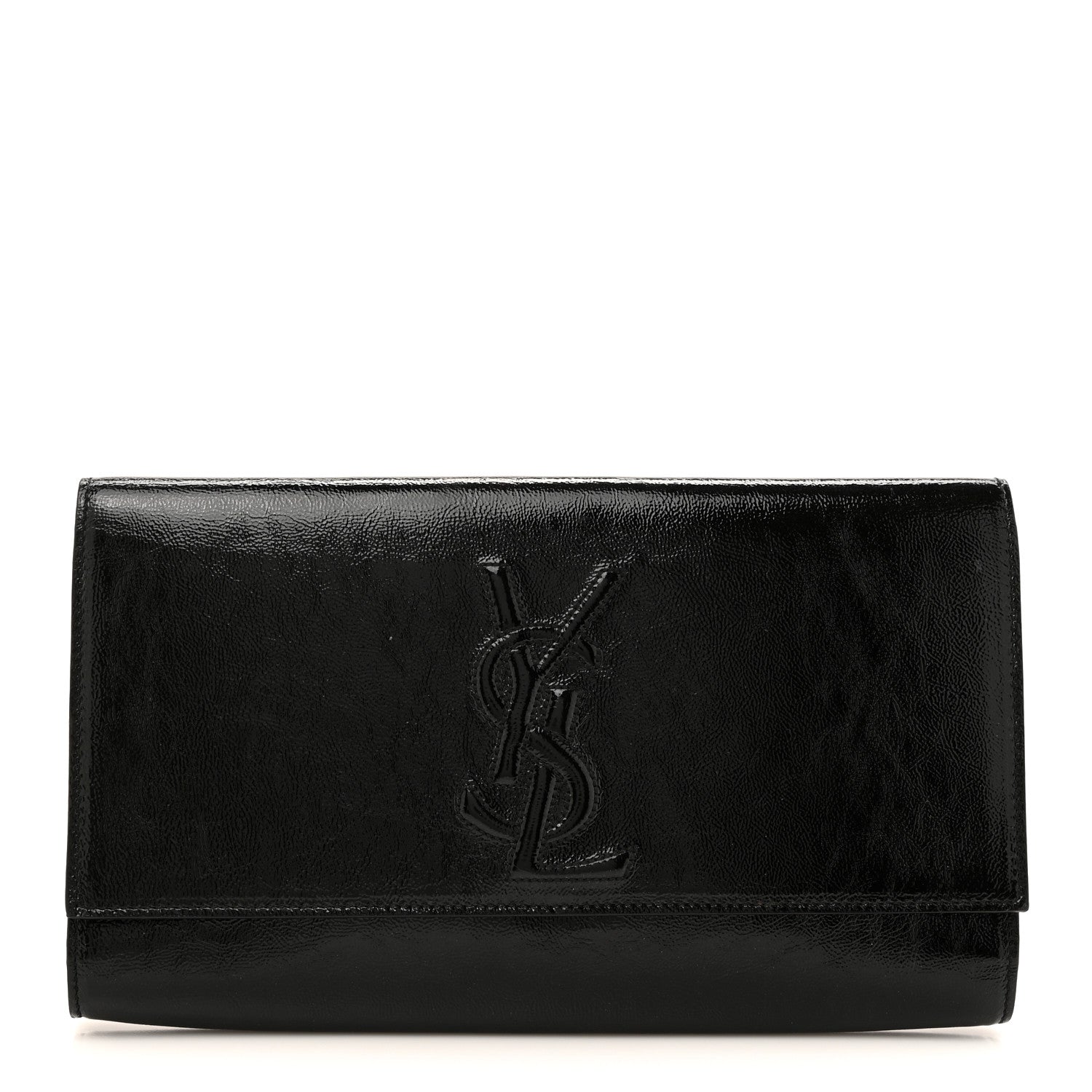 Saint Laurent Textured Patent Monogram Large Belle De Jour Clutch Black 1 of 7