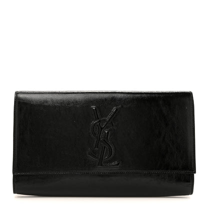 Saint Laurent Textured Patent Monogram Large Belle De Jour Clutch Black 1 of 7