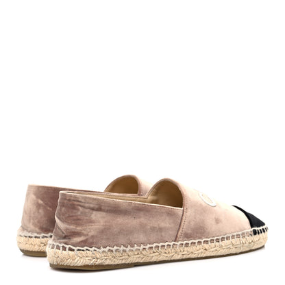 Chanel Velvet Logo Espadrilles 37 Beige Black 5 of 12