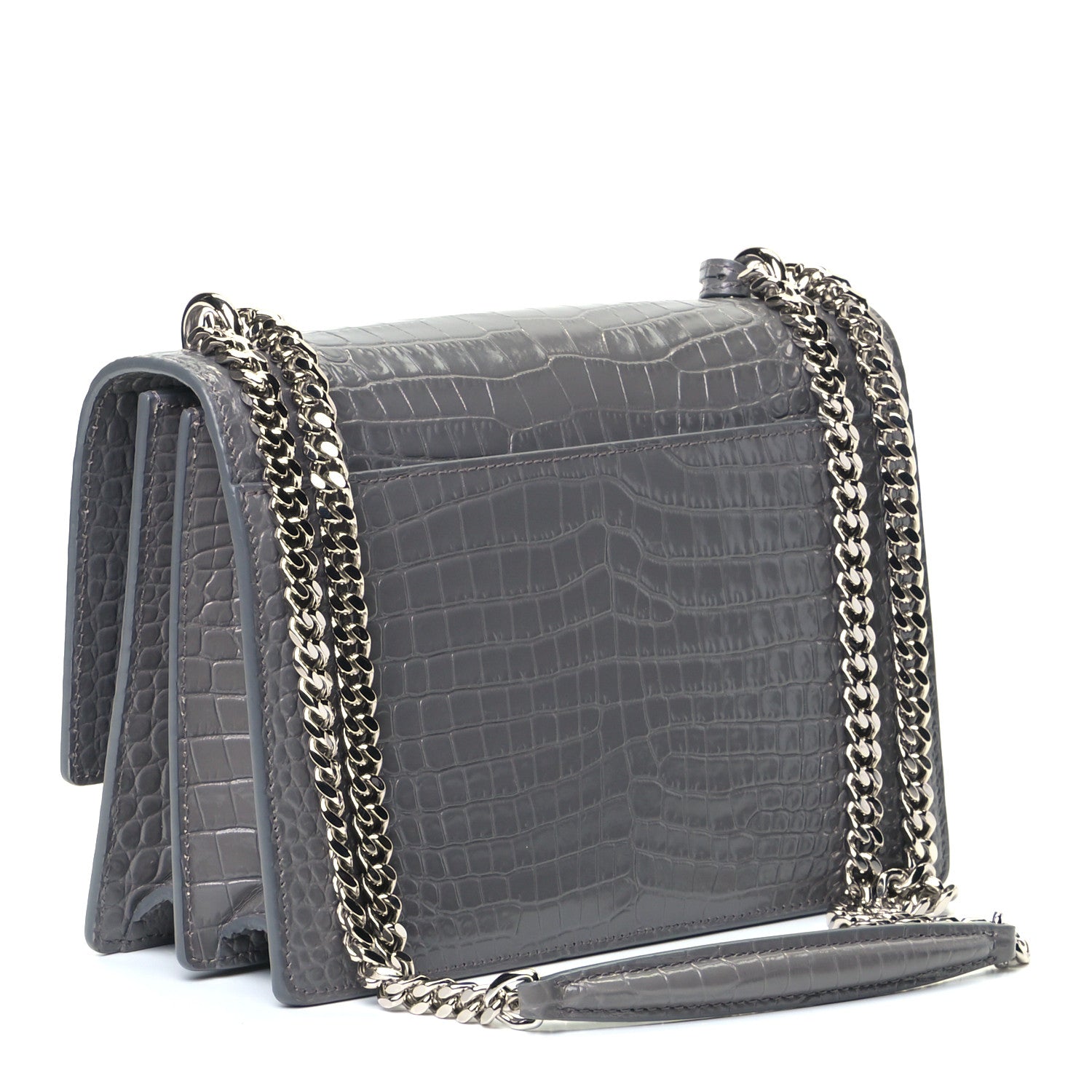 Saint Laurent Calfskin Crocodile Embossed Medium Monogram Sunset Fog 2 of 5