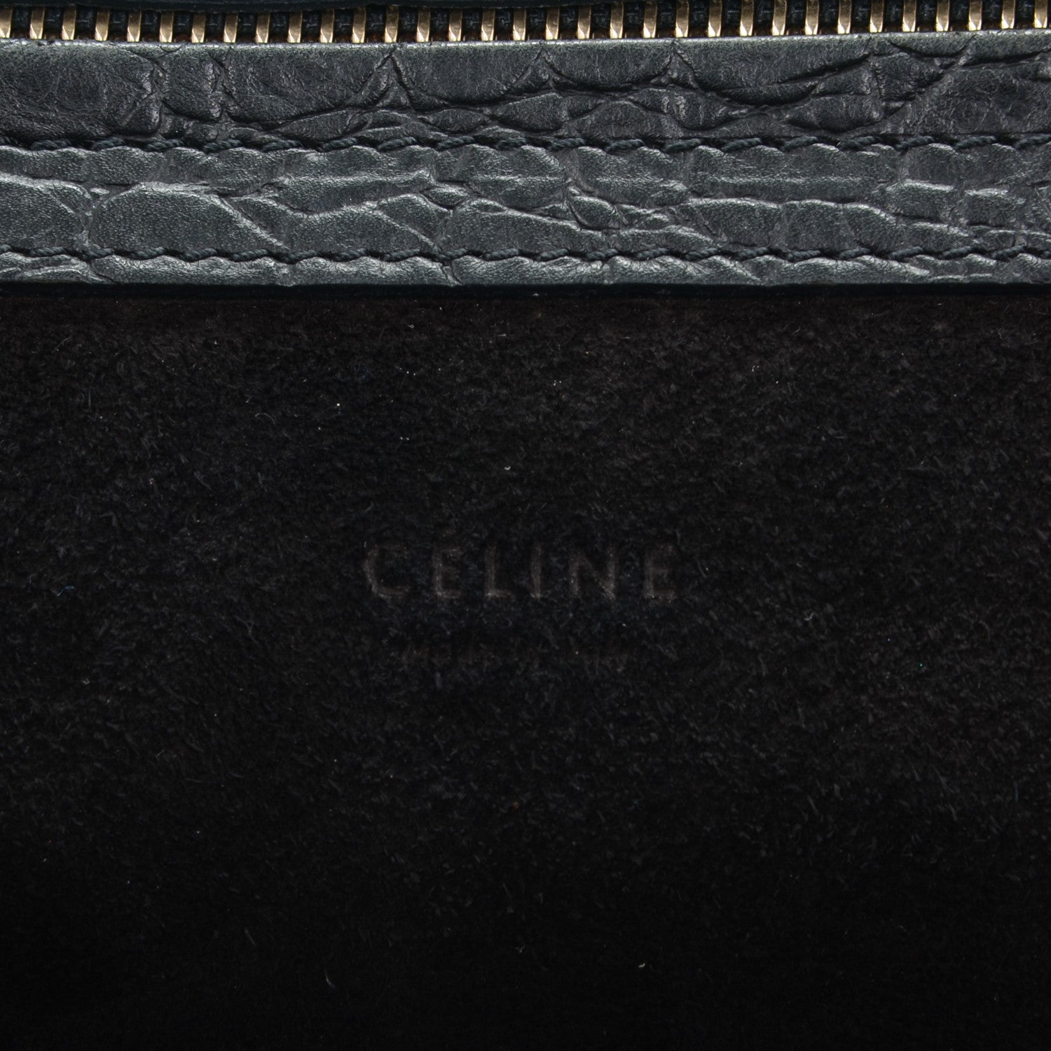 Celine Crocodile Embossed Calfskin Medium Phantom Luggage Black 6 of 7