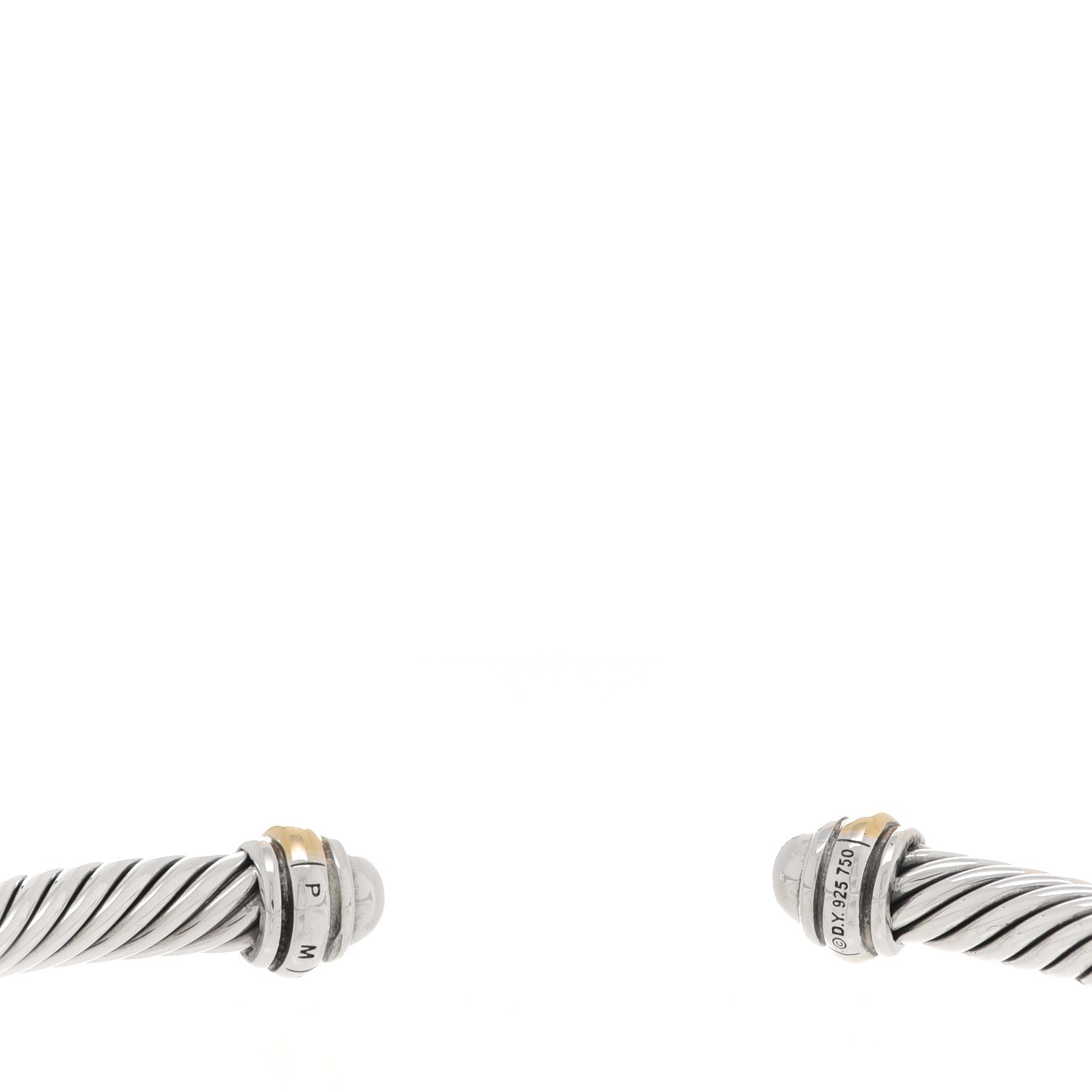 David Yurman Sterling Silver 18K Yellow Gold 4mm Cable Classics Bracelet 4 of 4