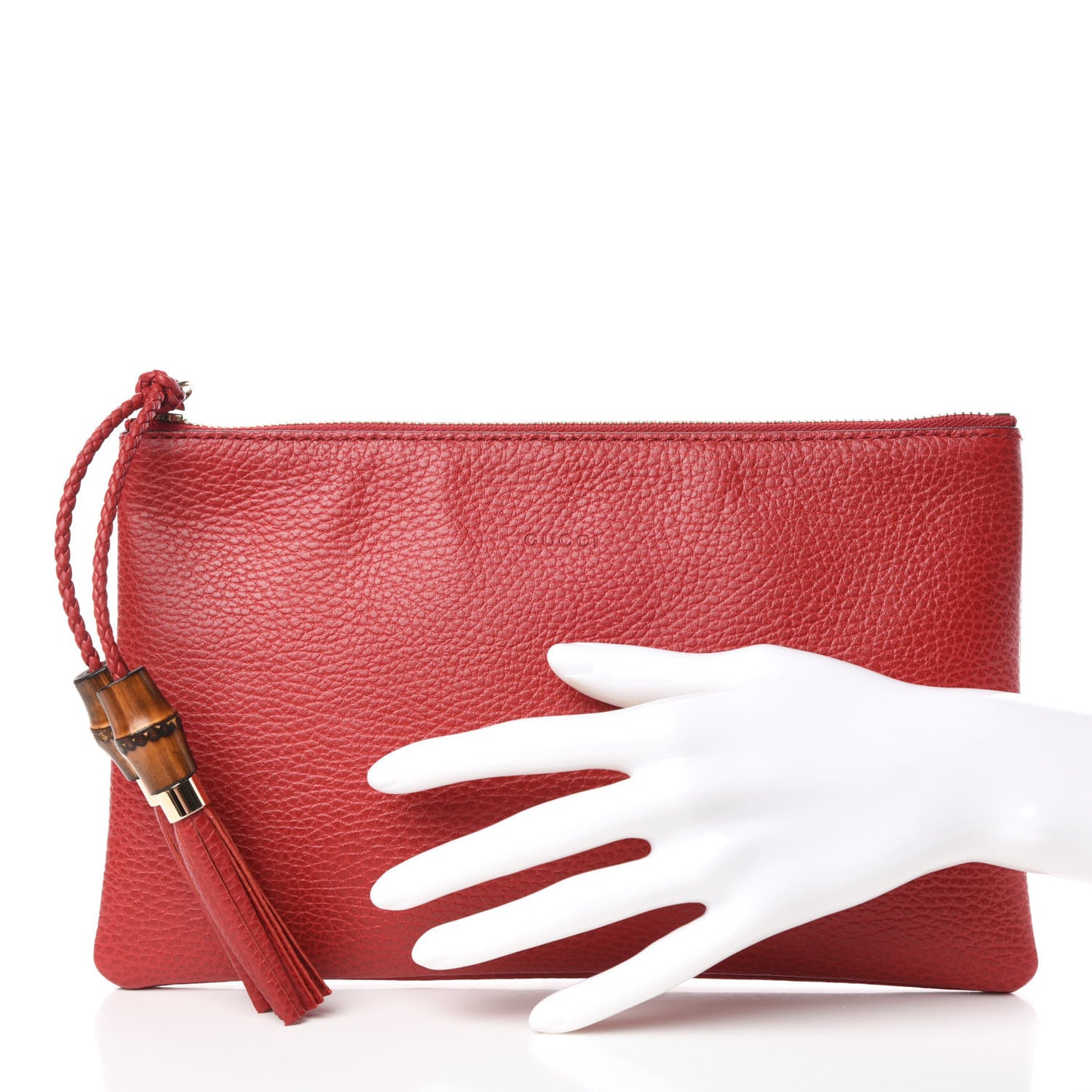 Calfskin Bamboo Clutch Red
