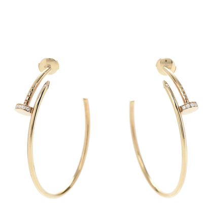Cartier 18K Pink Gold Diamond Juste Un Clou Hoop Earrings 1 of 7