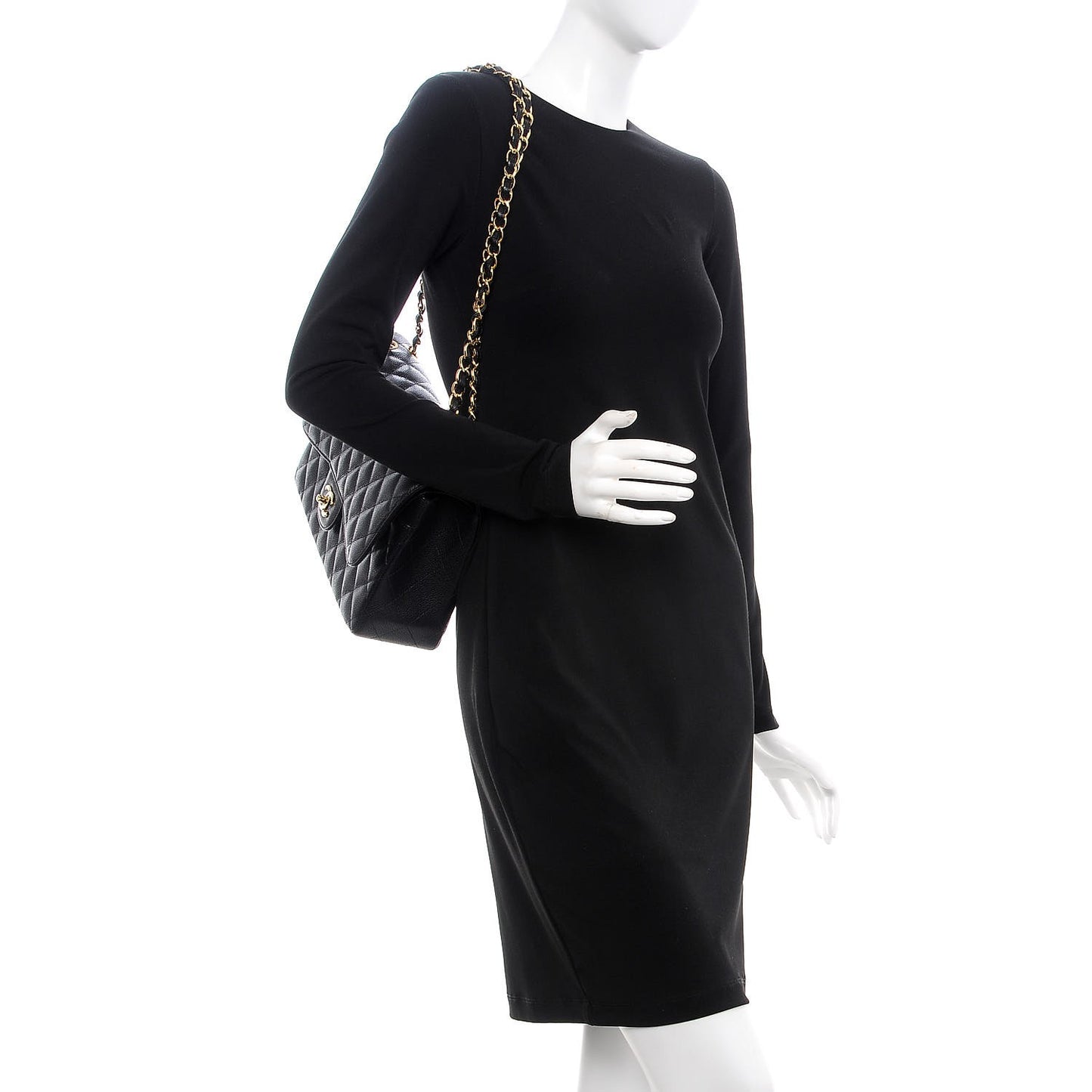 Caviar Quilted Jumbo Double Flap Black