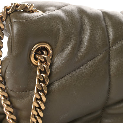 Saint Laurent Lambskin Quilted Medium Loulou Puffer Monogram Chain Satchel Seaweed 13 of 14