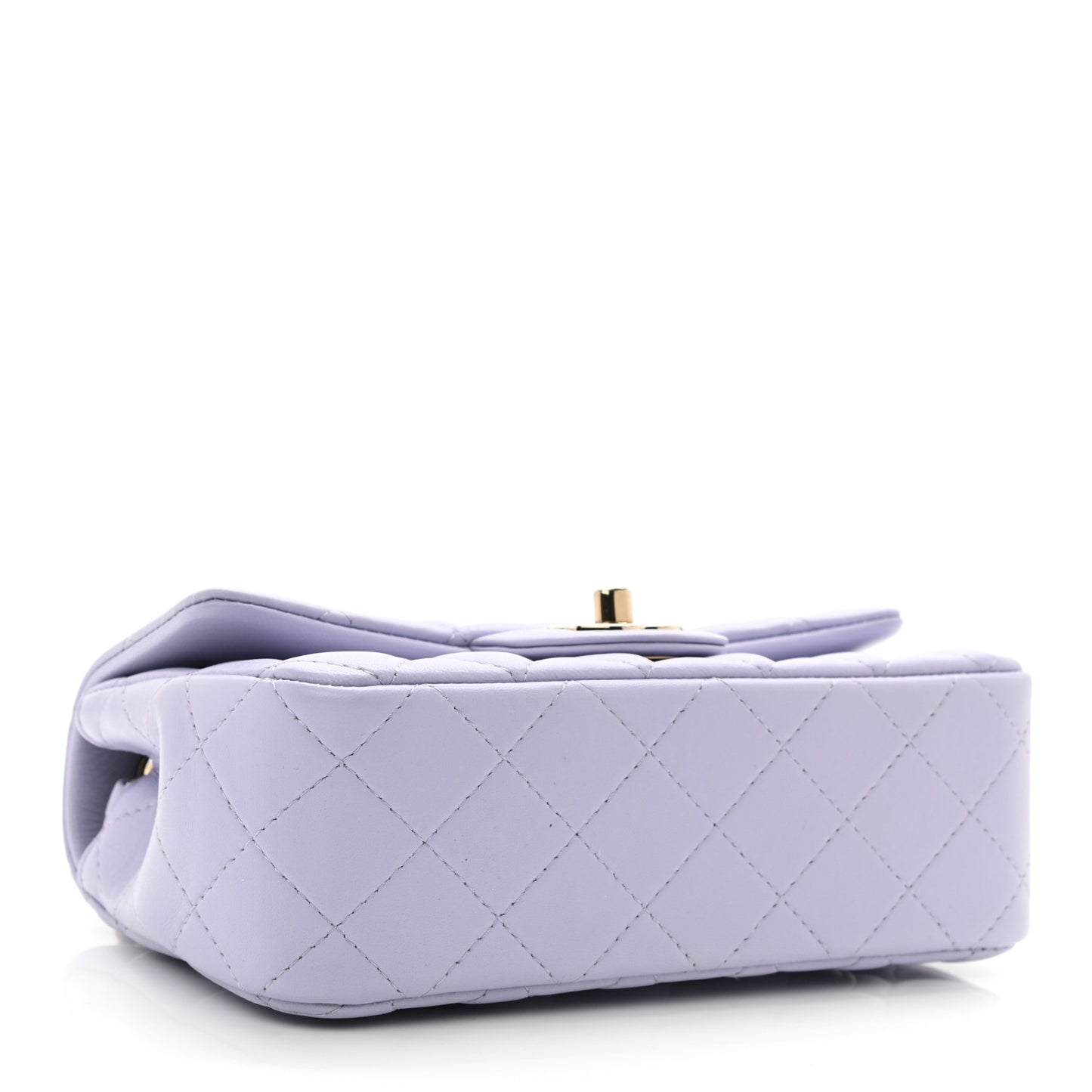 Lambskin Quilted Mini Rectangular Flap Light Purple