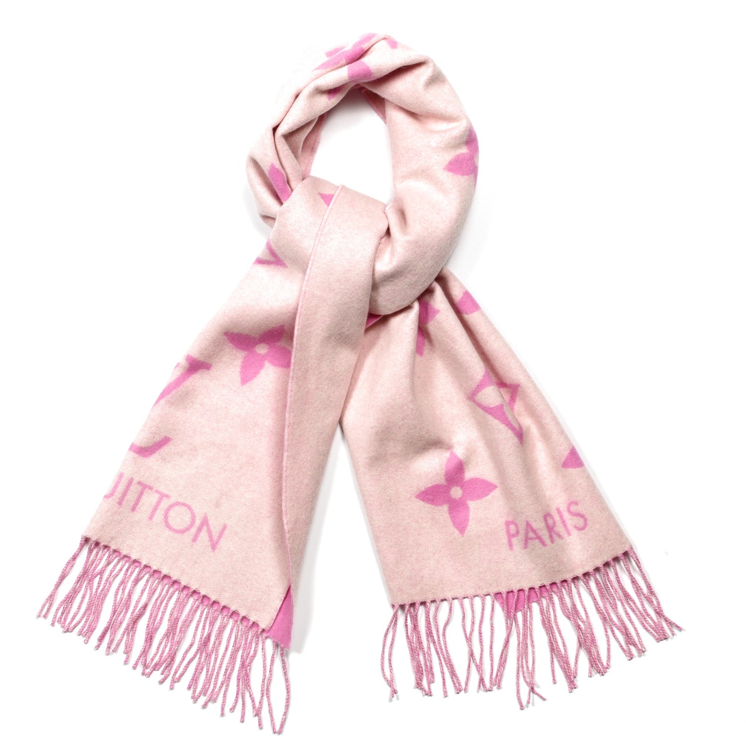 Louis Vuitton Cashmere Monogram Reykjavik Scarf White Pink 1 of 4