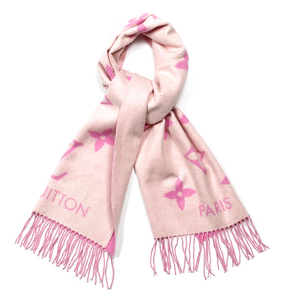 Louis Vuitton Cashmere Monogram Reykjavik Scarf White Pink 1 of 4