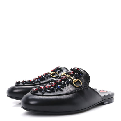 Gucci Malaga Kid Crystal Embroidered Womens Princetown Slippers 36.5 Black 4 of 9
