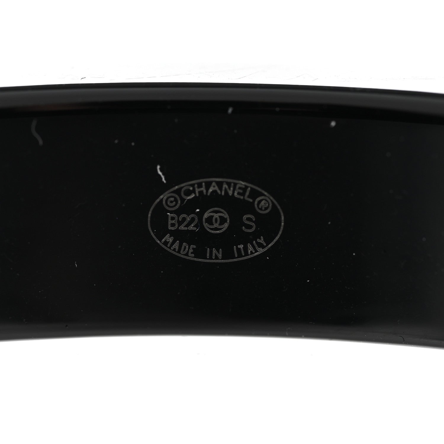 Chanel Resin Logo Bangle Bracelet Blue Black 4 of 5