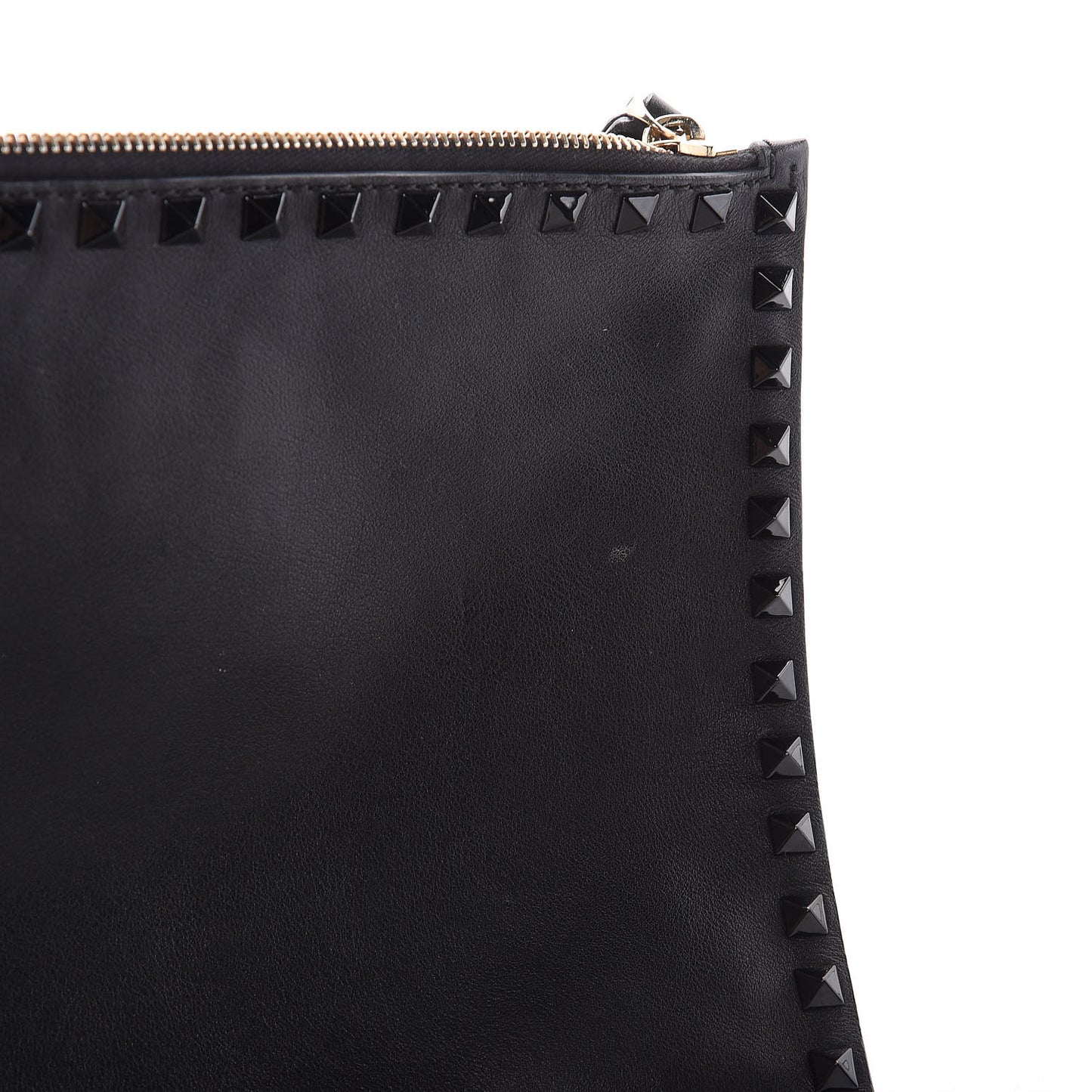 Vitello Large Rockstud Zip Pouch Black White