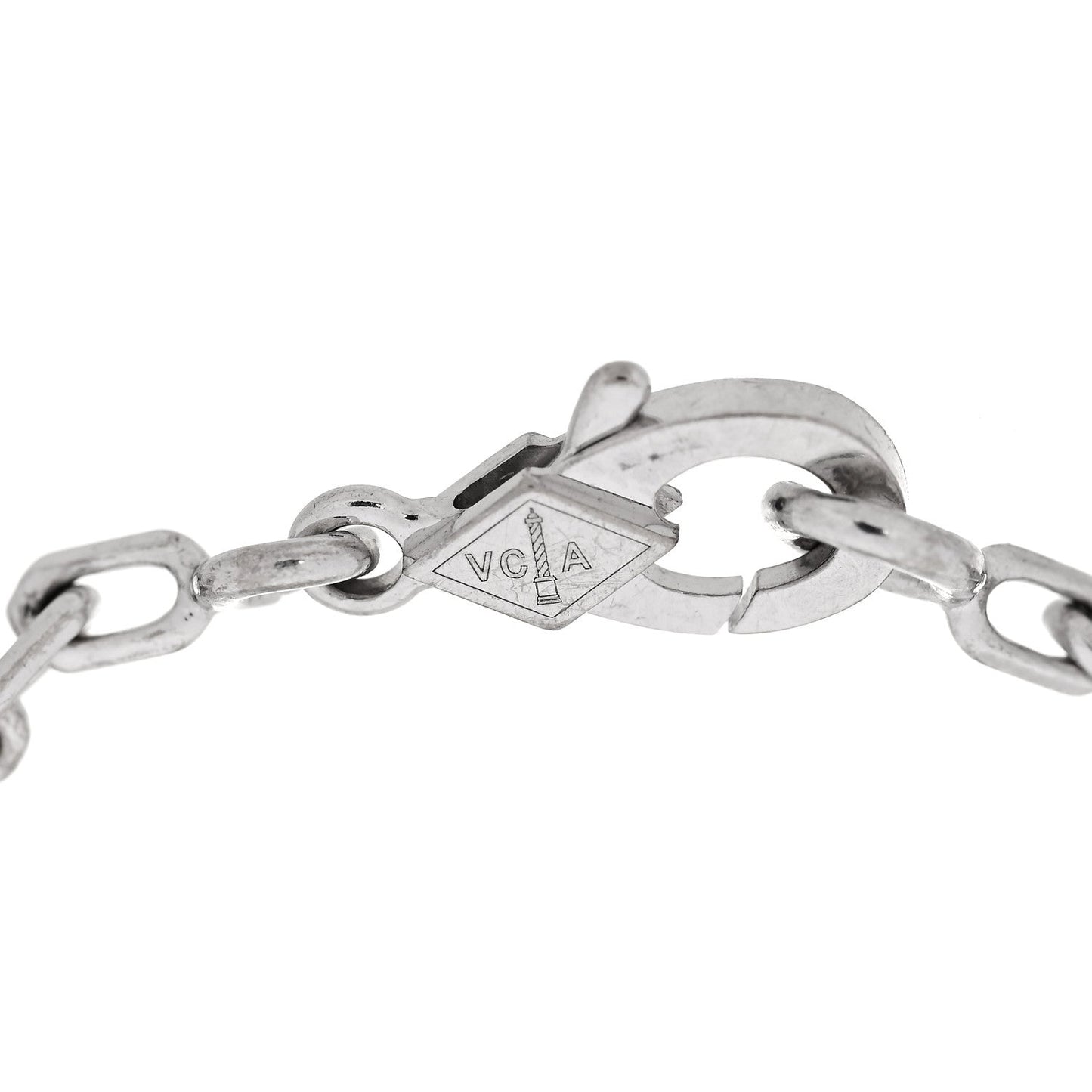 18K White Gold 5 Motifs Guilloche Vintage Alhambra Bracelet