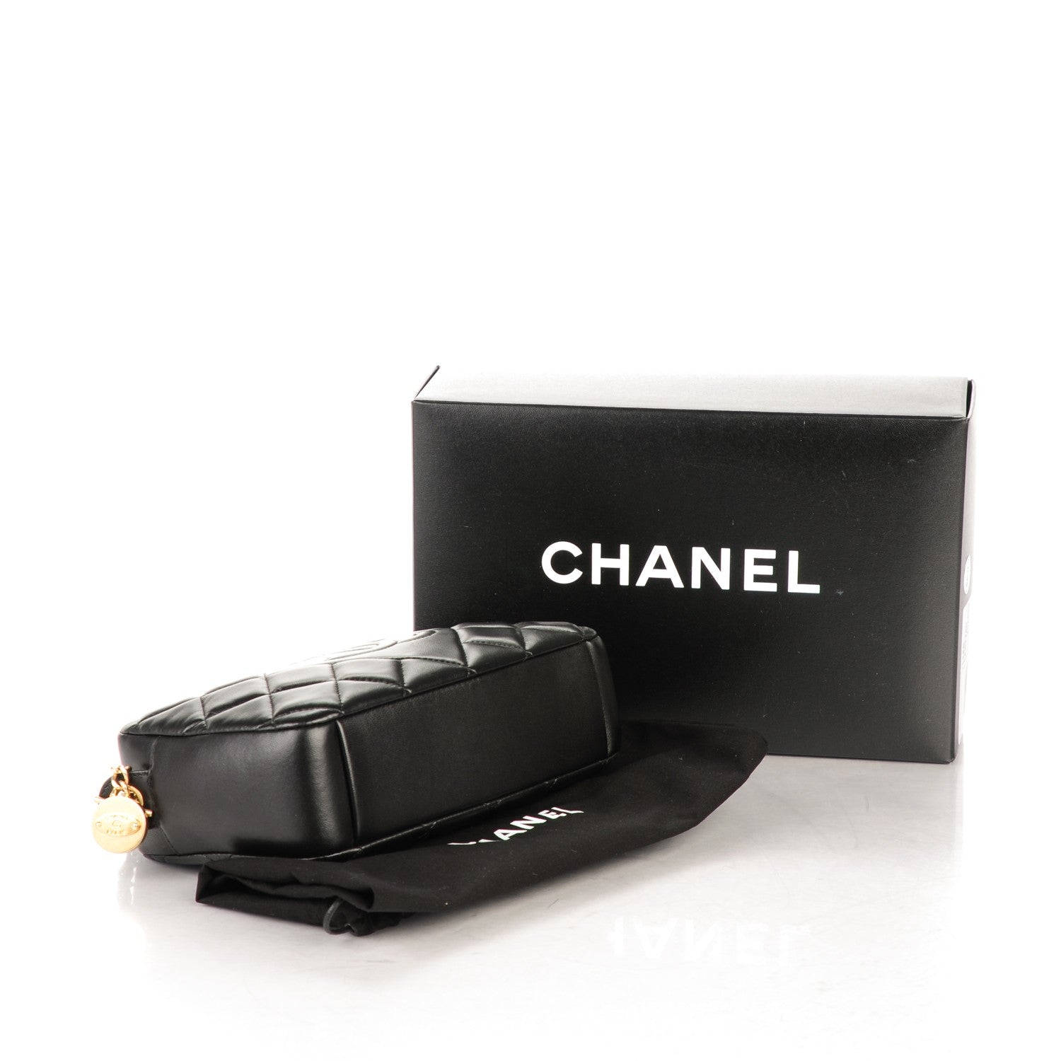 Chanel Lambskin Quilted Small Diamond CC Camera Case Black 4 of 7