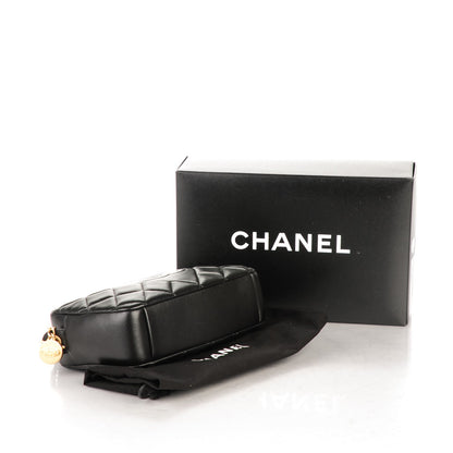 Chanel Lambskin Quilted Small Diamond CC Camera Case Black 4 of 7