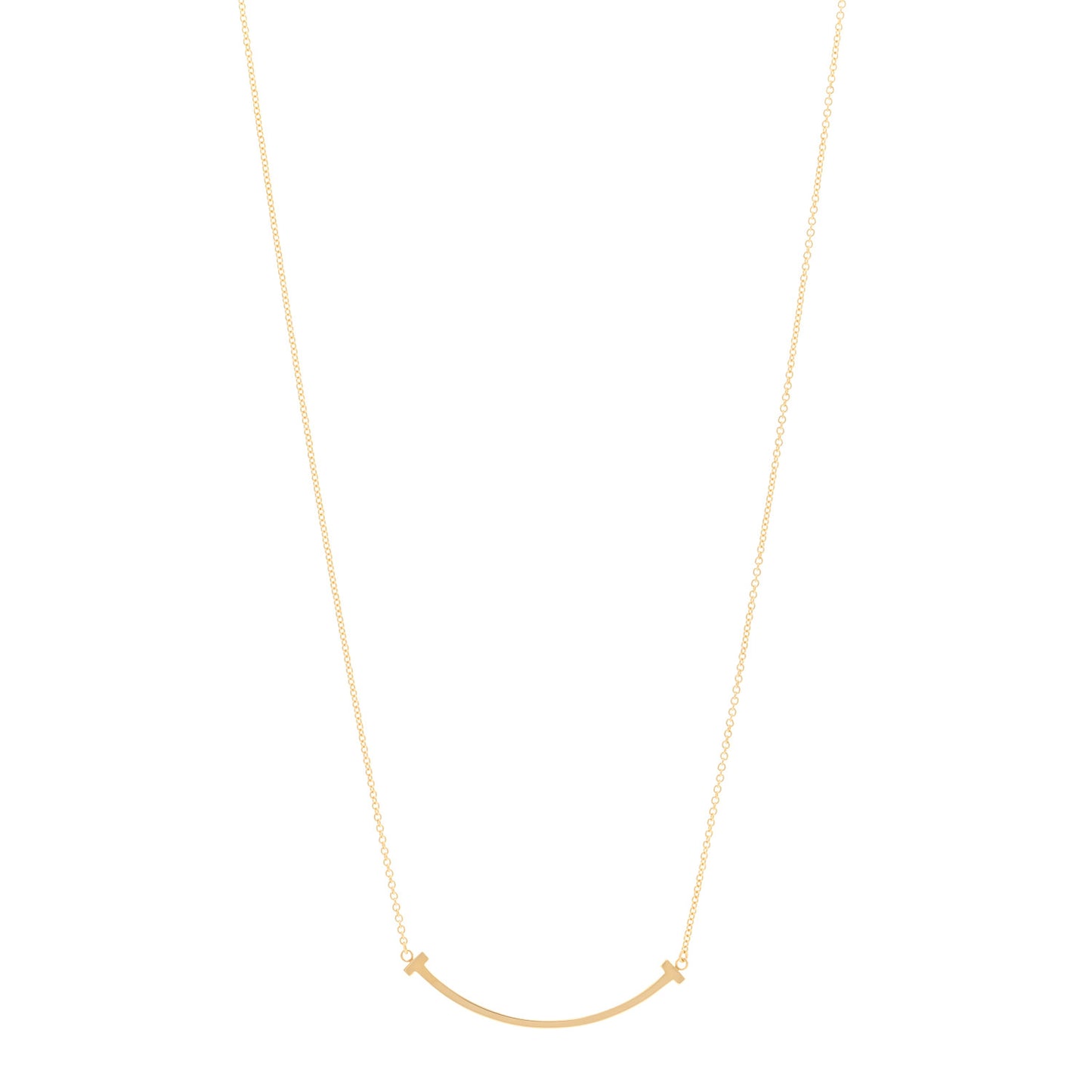 18K Yellow Gold Small T Smile Pendant Necklace