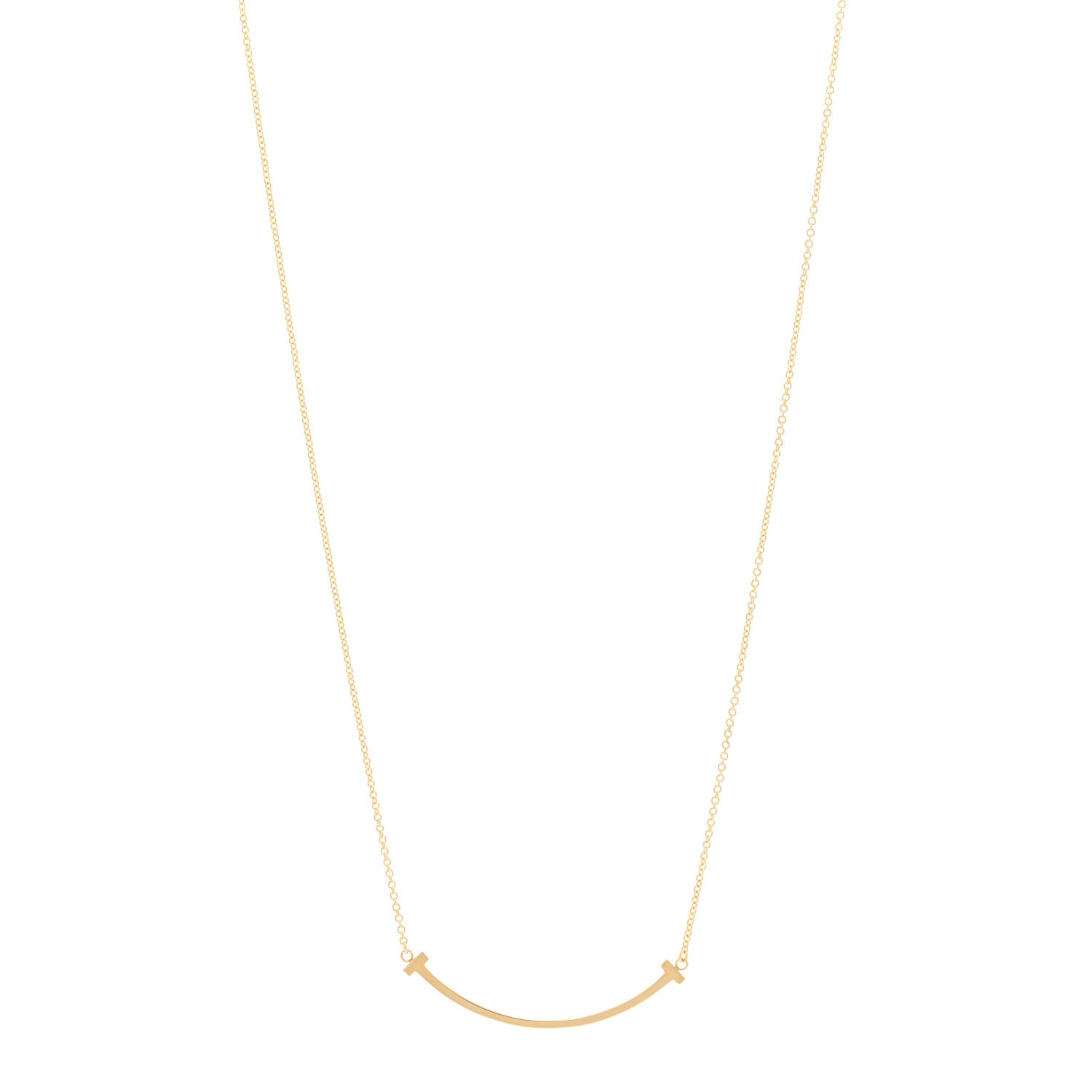 Tiffany 18K Yellow Gold Small T Smile Pendant Necklace 1 of 5