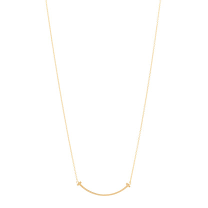 Tiffany 18K Yellow Gold Small T Smile Pendant Necklace 1 of 5