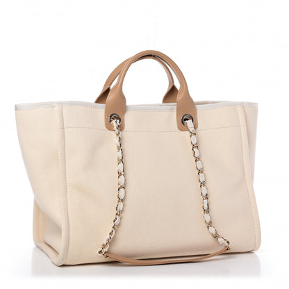 Chanel Canvas Pearl Medium Deauville Tote Ecru Beige 3 of 10
