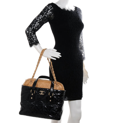 Chanel Glazed Calfskin and Lambskin Portobello Tote Black Beige 2 of 7