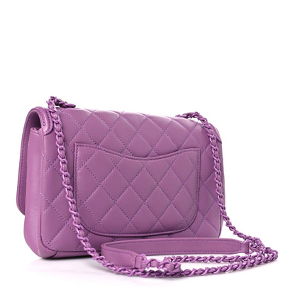 Chanel Lambskin Quilted Small CC Filigree Flap Purple 3 of 9